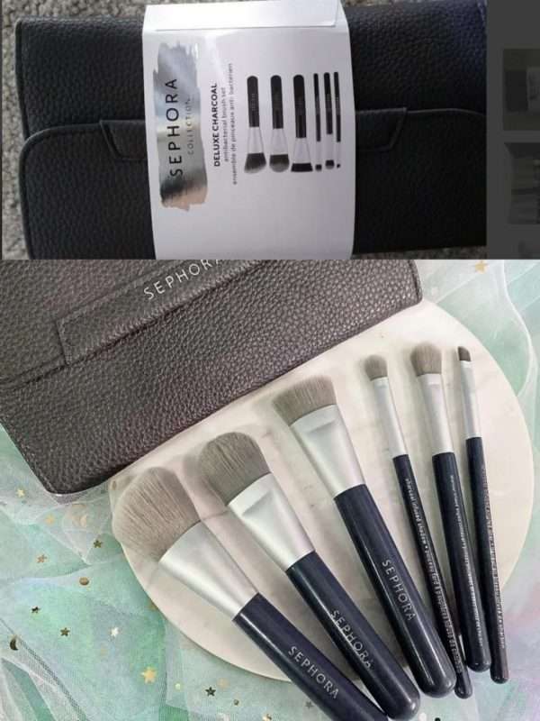 Sephora Charcoal Deluxe 6/Pcs MakeUp Brushes Set