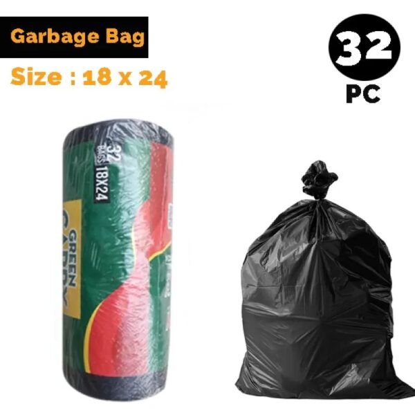 Garbage Bags For Dustbin Pack Of 32 18 X 24 Inch - (1 Roll / 32 Bags)