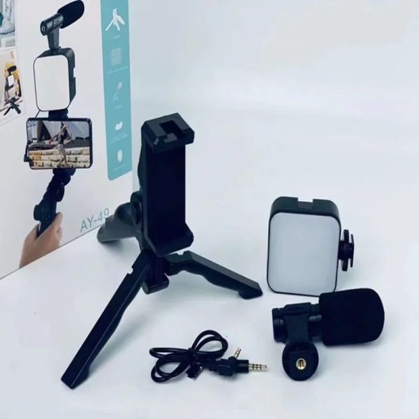 AY-49 Mobile Phone Vlog Selfie Stick Short Video Support Live Broadcast Fill Light Bracket Video Conference LED Mini Photography Light