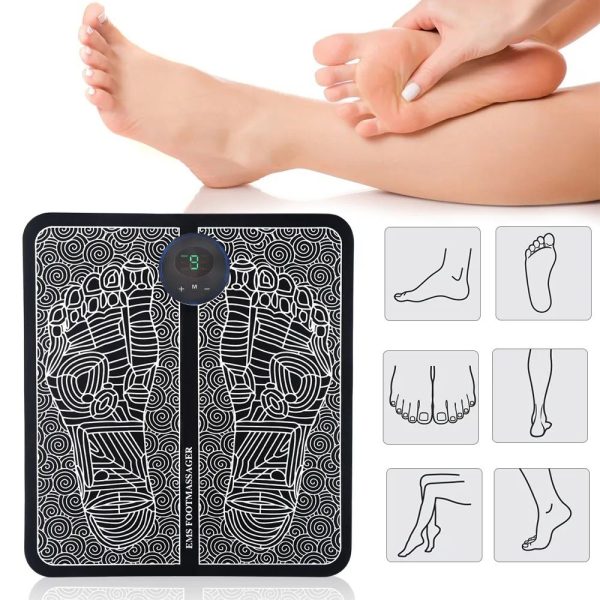 Ems Foot Massager - Foldable Electric Foot Massager Mat - Muscle Stimulation Physiotherapy Foot Massager Pad For All