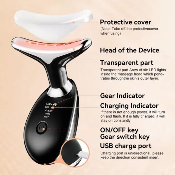 Neck Face Massager Face Sculpting Tool Skin Care Facial Massage Device with 3 Colors Modes for Skin Rejuvenation for Double Chin