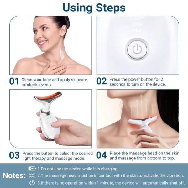 Neck Face Massager Face Sculpting Tool Skin Care Facial Massage Device with 3 Colors Modes for Skin Rejuvenation for Double Chin