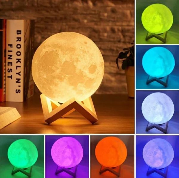 3D Moon Lamp 7 Colour 15 cm Changeable Colour Sensor for Bedroom Touch Moonlight Lamp with Stand USB for Bedside Valentine Wedding Gifts