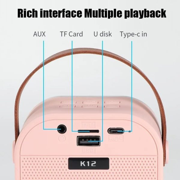 K12 Dual Microphone Karaoke Bluetooth Speaker RGB Light Two 5W Speakers Sound Subwoofer Boombox Support Multiple Input Modes