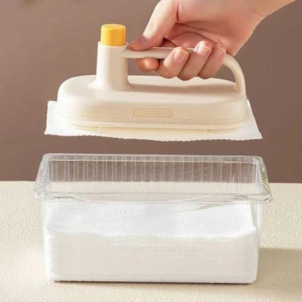 Replaceable Kitchen Magic Brush Powerful Cleaning Rag with 50 Disposable Wipes