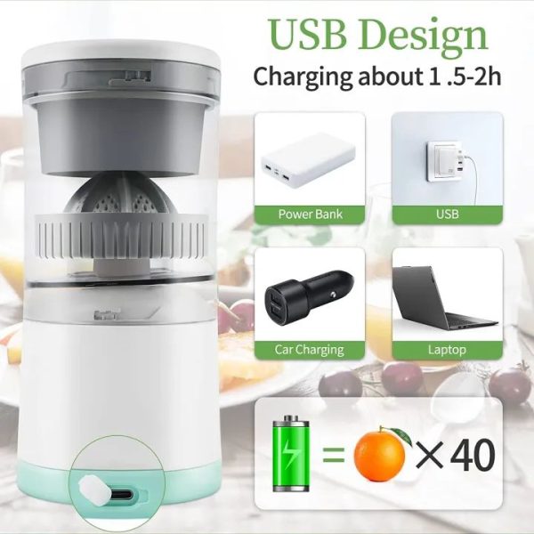 Rechargeable Citrus Juicer Machines Fruit Electric Orange Juicer Squeezer USB Rechargeable Easy Press Lemon Lime Orange Grapefruit Juice Squeezer