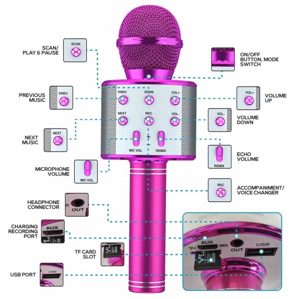 Wireless Microphone Bluetooth Can Connect Many Devices With Speaker Rechargeable Portable Mic for Family Function Party