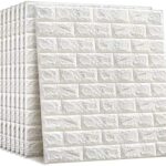 3D Brick Wall Stickers, Self Adhesive Wallpaper Foam Sheet, PE Foam High Quality Bricks Wallpaper, Sofa Background Wall Décor, Peel And Stick 3D Art Wall Brick Room Panels For TV Walls – White Color  – 70*77cm