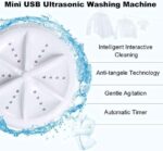 2-in-1 Ultrasonic Turbo  Portable Mini Turbine Washing Machine with USB Cable - Image 2