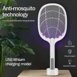Electric Mosquito Killer With UV Light Trap Lamp Bug Rechargeable Zapper LED Anti Mosquito Racket with stand