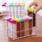 6 Grids in 1 Set Transparent Plastic Seasoning Box Spices Case