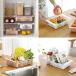 Fridge Storage Adjustable Basket Expandable Fridge Storage Rack Plastic Fridge Space Saver Food Organizer Tray Refrigerator Pull out Drawers - Image 3