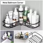 Kitchen Bathroom Punch Corner Frame Shower Shelf Wrought Iron Shampoo Storage Rack