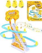 Small Electric Duck Climbing Stairs Toy With Flashing Lights And Music On Off Button Roller Electric Track - Image 2