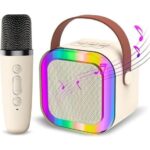 K12 Dual Microphone Karaoke Bluetooth Speaker RGB Light Two 5W Speakers Sound Subwoofer Boombox Support Multiple Input Modes
